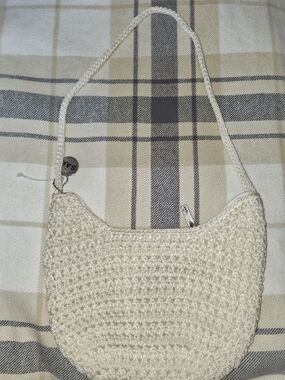 The Sak Cream Crochet Shoulder Bag with Braided Strap